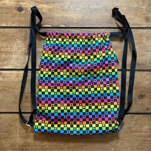 Disney Parks Rainbow Check Cinch Sack Backpack Bag Mickey Pride